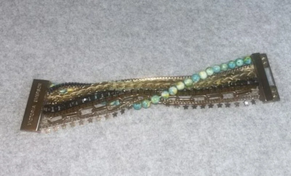 VICTORIA EMERSON Gold Tone, Mixed Materials Layered Design Bracelet - Picture 1 of 7